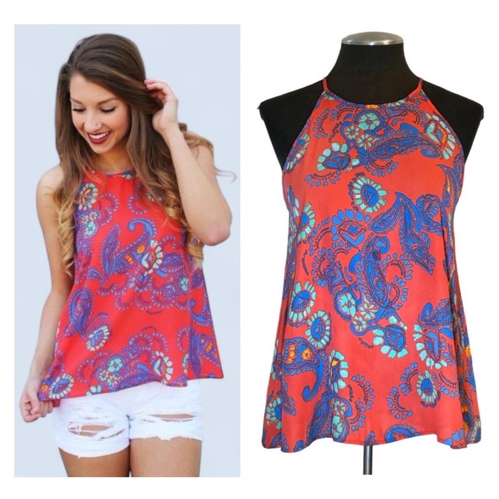 Everly – Floral Paisley Sleeveless Halter Tank Top – Nordstrom - Small